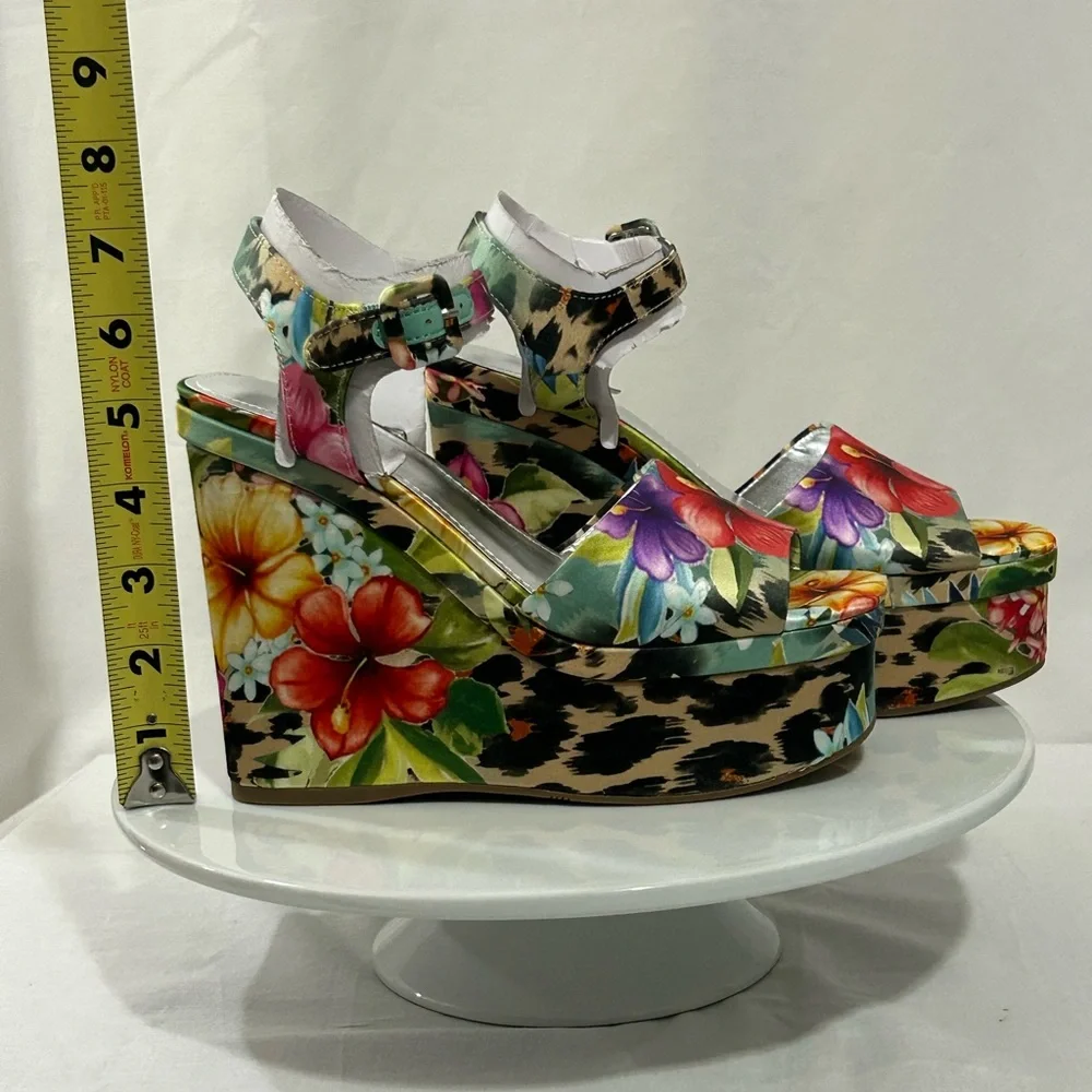 Women’s Floral Leopard Platform Sandals - Multicolor
